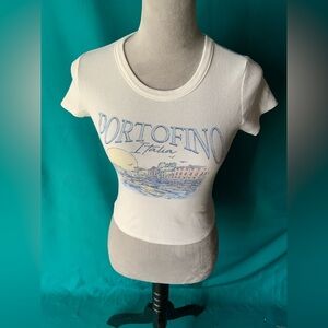 Altar'd State White Italian Town Portofino Graphic Tee, Women’s Size Medium